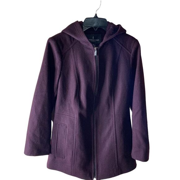 London Fog Wool Coat Women Size XS Full Zip Lined Hooded Lined Warm Jacket - Picture 1 of 6